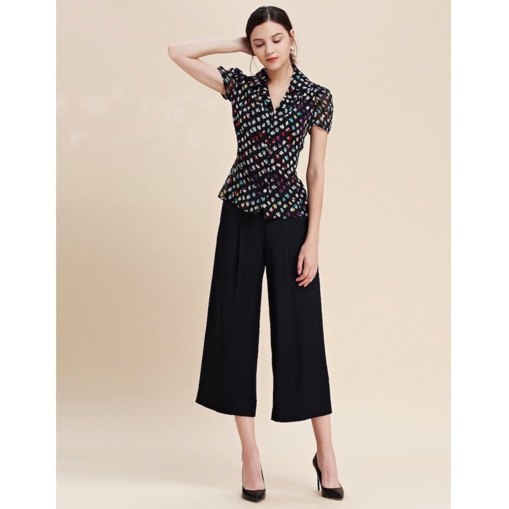 Diane Von Furstenberg Black Multicolor Blouse